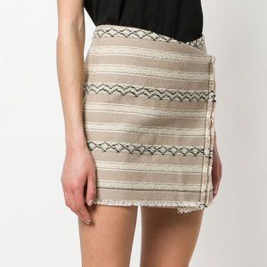 NEW YSL Saint Luarent Wrap mini skirt 36 Aztec pattern tan and black
